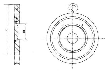 對夾圓片止回閥H74H結(jié)構(gòu)圖